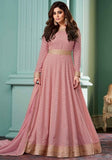 Festive Rose Gold Embroidered Georgette Anarkali Set Online Shopping