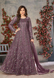 Festive Lavender Embroidered Pure Net Anarkali Kurta Set Online Shopping