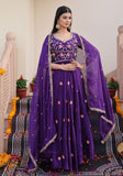 Festive Purple Bead Embroidered Rangoli Silk Anarkali Set Online Shopping