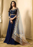 Festive Blue Zari Embroidered Banglory Georgette Anarkali Set Online Shopping