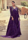 Festive Purple Sequin Embroidered Chinon Anarkali Set Online Shopping