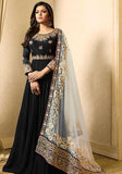 Festive Black Zari Embroidered Banglory Georgette Anarkali Set Online Shopping