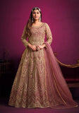 Festive Pink Embroidered Net Anarkali Kurta Set Online Shopping