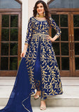 Festive Royal Blue Embroidered Butterfly Net Anarkali Set Online Shopping