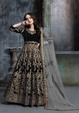 Festive Black Embroidered Pure Velvet Anarkali Kurta Set Online Shopping