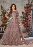 Festive Peach Embroidered Pure Net Anarkali Kurta Set Online Shopping