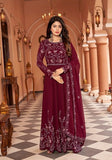 Festive Maroon Embroidered Georgette Kurta Set Online Shopping