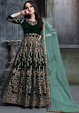 Festive Green Embroidered Velvet Kurta Set Online Shopping