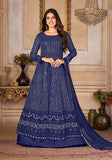 Festive Blue Sequin Thread Embroidered Georgette Anarkali Set Online Shopping