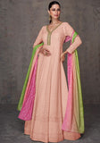 Festive Peach Sequin Embroidered Faux Georgette Anarkali Set Online Shopping