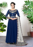 Festive Blue Zari Embroidered Georgette Anarkali Set Online Shopping