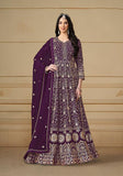 Festive Purple Embroidered Georgette Kurta Set Online Shopping