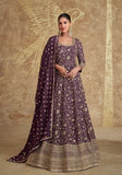 Festive Dark Purple Embroidered Georgette Anarkali Set Online Shopping