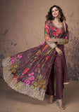 Festive Wine Sequin Embroidered Georgette Kurta Set Online Shopping