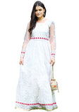 Festive Cream Embroidered Net Anarkali Set Online Shopping