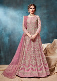 Festive Pink Embroidered Net Anarkali Kurta Set Online Shopping