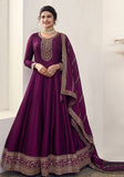 Festive Purple Sequin Embroidered Silk Anarkali Set Online Shopping