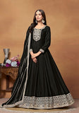 Festive Black Embroidered Pure Art Silk Anarkali Kurta Set Online Shopping