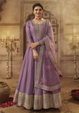 Festive Purple Thread Embroidered Silk Anarkali Set Online Shopping