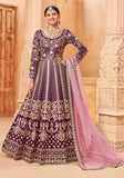 Festive Purple Embroidered Pure Art Silk Anarkali Kurta Set Online Shopping