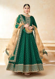 Festive Green Embroidered Silk Anarkali Kurta Set Online Shopping