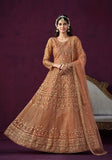 Festive Orange Embroidered Net Anarkali Kurta Set Online Shopping