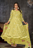 Festive Yellow Embroidered Net Kurta Set Online Shopping