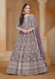 Festive Lavender Embroidered Net Anarkali Kurta Set Online Shopping