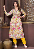 Festive Multicolor Hand Embroidered Rayon Anarkali Set Online Shopping