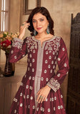 Festive Maroon Embroidered Pure Art Silk Anarkali Kurta Set Online Shopping