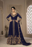 Festive Blue Sequin Zari Embroidered Georgette Anarkali Set Online Shopping