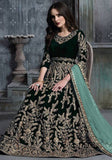 Festive Green Embroidered Velvet Kurta Set Online Shopping