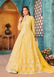 Festive Yellow Embroidered Net Anarkali Kurta Set Online Shopping