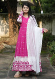 Festive Pink Thread Sequin Embroidered Faux Georgette Anarkali Set Online Shopping