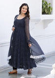 Festive Black Printed Georgette Anarkali Set Online Shopping