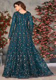 Festive Teal Sequin Embroidered Butterfly Net Anarkali Set Online Shopping