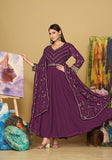 Festive Purple Embroidered Georgette Kurta Set Online Shopping