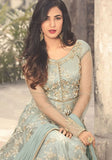 Festive Grey Thread Embroidered Net Anarkali Set Online Shopping