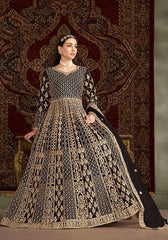 Festive Black Embroidered Net Anarkali Set Online Shopping