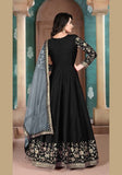 Festive Black Embroidered Silk Anarkali Kurta Set Online Shopping