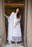 Festive White Thread Sequin Embroidered Faux Georgette Anarkali Set Online Shopping