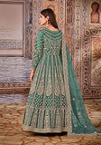 Festive Green Embroidered Net Anarkali Kurta Set Online Shopping