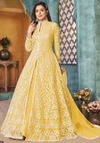 Festive Yellow Embroidered Net Anarkali Set Online Shopping