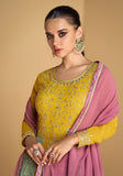 Festive Mustard Sequin Embroidered Georgette Kurta With Dupatta Online Shopping