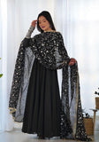 Festive Black Embroidered Georgette Anarkali Set Online Shopping