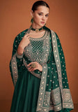 Festive Green Embroidered Silk Anarkali Kurta Set Online Shopping