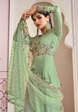 Festive Light Green Embroidered Pure Silk Anarkali Kurta Set Online Shopping