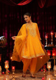 Festive Yellow Sequin Embellished Georgette Anarkali Set Online Shopping