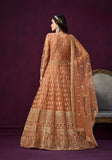 Festive Orange Embroidered Net Anarkali Kurta Set Online Shopping