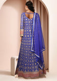 Festive Blue Embroidered Gown With Dupatta Online Shopping